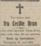 Cecilie Brun, født Hagen (1841-1924) - Dødsannonse i Nidaros den 19. juni 1924