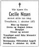 Cecilie Nicoline Brun Nissen (1899-1972) - Dødsannonse i Adresseavisen, tirsdag 3. oktober 1972 Cecilie Nicoline Brun Nissen (1899-1972) - Dødsannonse i Adresseavisen, tirsdag 3. oktober 1972