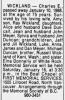 Charles Wickland (1912-1988) - Obituary (The Vancouver Sun, Vancouver, British Columbia, Canada, 15 Jan 1988, Fri)
