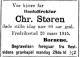 Christopher Støren (1835-1915) - Dødsannose i Aftenposten, fredag 26. mars 1915
