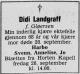 Didi Landgraff, født Gløersen (1889-1980) - Dødsannonse i Morgenbladet den 24. september 1980