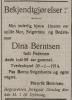 Dina Berntsen, født Adine Adolphine Pedersen (1855-1914) - Dødsannonse i Tvedestrand og Omegns Avis, tirsdag 3. februar 1914
