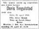 Doris Tingulstad, født Stray (1886-1956) - Dødsannonse i Aftenposten den 27. april 1956 Doris Tingulstad, født Stray (1886-1956) - Dødsannonse i Aftenposten den 27. april 1956