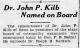Dr. John P. Kilb Named on Board (Reno Gazette-Journal, Reno, Nevada, 05 Sep 1931, Sat)