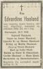 Edvardine Haaland, født Knudsen (1868-1948) - Dødsannonse i 1ste Mai, torsdag 26. februar 1948 Edvardine Haaland, født Knudsen (1868-1948) - Dødsannonse i 1ste Mai, torsdag 26. februar 1948