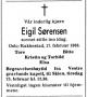 Eigil Sørensen (1905-1988) - Dødsannonse i Aftenposten den 19. februar 1988
