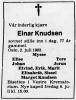 Einar Karl Knudsen (1906-1983) - Dødsannonse i Porsgrunns Dagblad, tirsdag 5. juli 1983 Einar Karl Knudsen (1906-1983) - Dødsannonse i Porsgrunns Dagblad, tirsdag 5. juli 1983