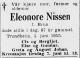 Eleonore Christiane Nissen, født Brun (1867-1955) - Dødsannonse i Adresseavisen, mandag 6. juni 1955 Eleonore Christiane Nissen, født Brun (1867-1955) - Dødsannonse i Adresseavisen, mandag 6. juni 1955