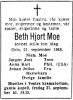 Elisabeth (Beth) Hjort Moe (1915-1968) - Dødsannonse i Aftenposten den 24. september 1968 Elisabeth (Beth) Hjort Moe (1915-1968) - Dødsannonse i Aftenposten den 24. september 1968
