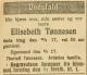 Elisabeth Tønnesen, født Tollefsen (1862-1917) - Dødsannonse i Stavanger Aftenblad, tirsdag 3. juli 1917