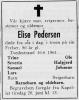 Elise Pedersen, født Olsen (1875-1961) - Dødsannonse i Tvedestrandsposten den 16. juni 1961 Elise Pedersen, født Olsen (1875-1961) - Dødsannonse i Tvedestrandsposten den 16. juni 1961