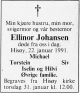 Ellinor Irene Johansen, født Hansen (1925-1991) - Dødsannonse i Agderposten, torsdag 24. januar 1991