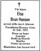 Elsa Brun Hansen (1899-1975) - Dødsannonse i Adresseavisen, tirsdag 11. februar 1975