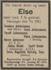 Else Johannesen (1922-1931) - Dødsannonse i 1ste Mai den 10. august 1931