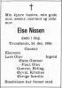 Else Nissen, født Gjone (1903-1986) - Dødsannonse i Adresseavisen, tirsdag 30. desember 1986 Else Nissen, født Gjone (1903-1986) - Dødsannonse i Adresseavisen, tirsdag 30. desember 1986