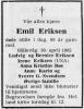 Emil Eriksen (1913-1982) - Dødsannonse i Rogalands Avis, mandag 3. mai 1982