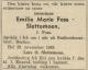 Emilie Marie Foss Slettemoen, født Foss (1880-1943) - Dødsannonse i Drammens Tidende 1. desember 1943 Emilie Marie Foss Slettemoen, født Foss (1880-1943) - Dødsannonse i Drammens Tidende 1. desember 1943