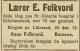 Enok Andreas Folkvord (1841-1915) - Dødsannonse i Stavanger Aftenblad den 24. desember 1915