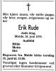 Erik Rude (1933-1978) - Dødsannonse i Aftenposten, tirsdag 20. juni 1978