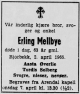 Erling Mellbye (1901-1965) - Dødsannonse i Tiden, tirsdag 6. april 1965 Erling Mellbye (1901-1965) - Dødsannonse i Tiden, tirsdag 6. april 1965