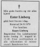 Ester Antonia Linberg, født Clausen (1904-1979) - Dødsannonse i Dagningen, tirsdag 28. august 1979