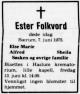 Ester Folkvord, født Sandseth (1914-1975) - Dødsannonse i Asker og Bærums budstikke den 10. juni 1975