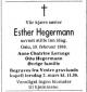 Esther Hegermann (1904-1989) - Dødsannonse i Aftenposten den 22. februar 1989