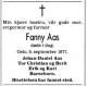 Fanny Aas, født Fanny Eduarda Brun Schreiner (1916-1977) - Dødsannonse i Aftenposten, lørdag 17. september 1977
