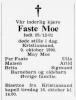Faste Moe (1901-1990) - Dødsannonse i Fædrelandsvennen den 10. oktober 1990