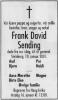 Frank David Sending (1933-2001) - Dødsannonse i  Drammens Tidende den 11. januar 2001