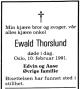 Franz Ewald Thorslund (1908-1991) - Dødsannonse i Arbeiderbladet, fredag 22. februar 1991