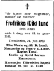 Fredrikke Regine Lund, født Brun (1884-1965) - Dødsannonse i Adresseavisen, tirsdag 27. juli 1965 Fredrikke Regine Lund, født Brun (1884-1965) - Dødsannonse i Adresseavisen, tirsdag 27. juli 1965