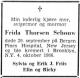 Frida Thorsen Schouw (1886-1966) - Dødsannonse i Stavanger Aftenblad den 12. oktober 1966