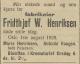 Frithjof Vilhelm Henrichsen (1857-1929) - Dødsannonse i Morgenbladet, mandag 5. august 1929