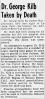 Georg William Kilb (1888-1953) - Dr. George Kilb Taken by Death (Reno Gazette-Journal, Reno, Nevada, 21 Sep 1953) Georg William Kilb (1888-1953) - Dr. George Kilb Taken by Death (Reno Gazette-Journal, Reno, Nevada, 21 Sep 1953)