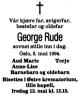 George Rude (1918-1994) - Dødsannonse i Aftenposten, tirsdag 10. mai 1994