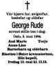George Rude (1918-1994) - Dødsannonse i Aftenposten, tirsdag 10. mai 1994