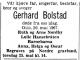 Gerhard Bolstad (1888-1967) - Dødsannonse i Aftenposten den 22. mai 1967 Gerhard Bolstad (1888-1967) - Dødsannonse i Aftenposten den 22. mai 1967
