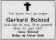 Gerhard Bolstad (1888-1967) - Dødsannonse i Tvedestrandsposten den 24. mai 1967 Gerhard Bolstad (1888-1967) - Dødsannonse i Tvedestrandsposten den 24. mai 1967