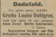 Grethe Louise Dahlgren f. Ziener (1825-1906) - Dødsannonse i Morgenbladet den 8. april 1906 Grethe Louise Dahlgren f. Ziener (1825-1906) - Dødsannonse i Morgenbladet den 8. april 1906