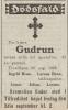 Gudrun Hagen Brun (1906-1926) - Dødsannonse i Dagsposten - Trønderen, onsdag 1. september 1926 Gudrun Hagen Brun (1906-1926) - Dødsannonse i Dagsposten - Trønderen, onsdag 1. september 1926