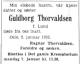 Guldborg Thorvaldsen, født Lund (1904-1935) - Dødsannonse i Aftenposten den 5. januar 1935 Guldborg Thorvaldsen, født Lund (1904-1935) - Dødsannonse i Aftenposten den 5. januar 1935