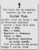 Gullak Foss (1882-1970) - Dødsannonse i Firda, torsdag 2. juli 1970