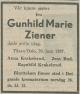 Gunhild Marie Ziener, født Krakelsrud (1868-1937) - Dødsannonse i Arbeiderbladet, onsdag 23. juni 1937 Gunhild Marie Ziener, født Krakelsrud (1868-1937) - Dødsannonse i Arbeiderbladet, onsdag 23. juni 1937