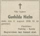 Gunhilda Hielm (1869-1960) - Dødsannonse i Fædrelandsvennen den 5. august 1960
