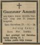 Gunnar Aamli (1882-1929) - Dødsannonse i Agder Tidend den 26. november 1929