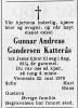 Gunnar Andreas Gundersen Katterås (1889-1978) - Dødsannonse i Fædrelandsvennen den 27. mai 1978