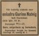 Gurine Natvig, f. Danielsen (1843-1927) - Dødsannonse i 1ste Mai den 25. juli 1927