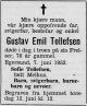 Gustav Emil Tollefsen (1876-1952) - Dødsannonse i Dalene Tidende den 9. juni 1952