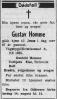 Gustav Homme (1898-1965) - Dødsannonse i Fædrelandsvennen, torsdag 12. august 1965 Gustav Homme (1898-1965) - Dødsannonse i Fædrelandsvennen, torsdag 12. august 1965